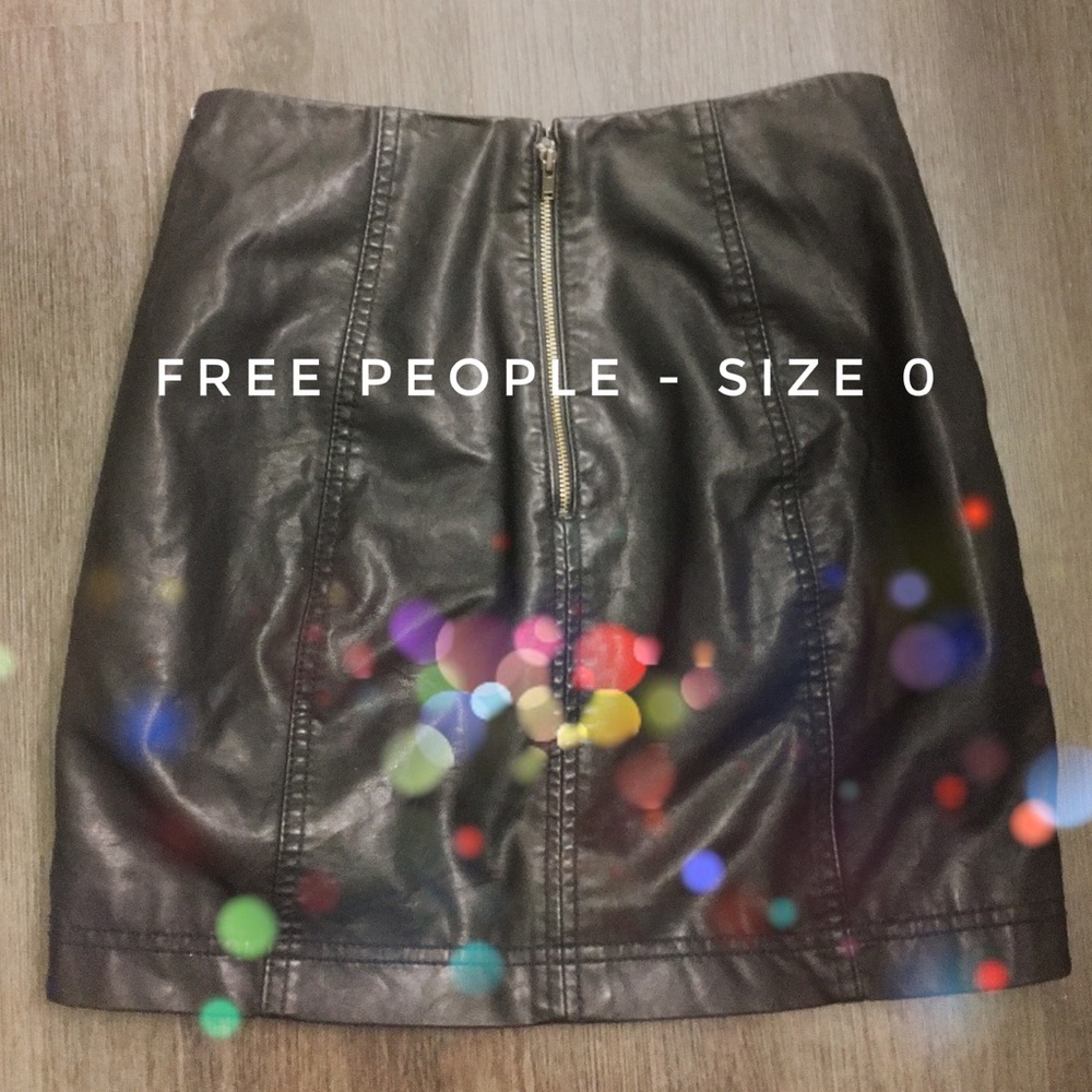 Free People Faux Leather Black Skirt - Size 0